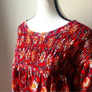 Free People | Top | XL | Red Floral Print